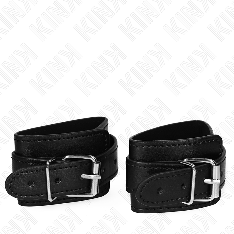 Kink - Muñequeras Estilo Mazmorra Con Cerradura Negro Ajustable 21-28 Cm X 5.5 Cm