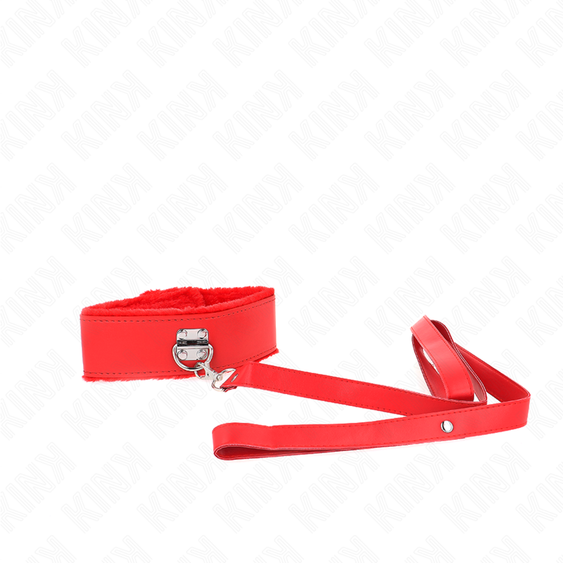 Kink - Collar Con Correa 116 Cm Con Tachuelas Plateadas Modelo 4 Rojo Ajustable 40-48 Cm X 6 Cm