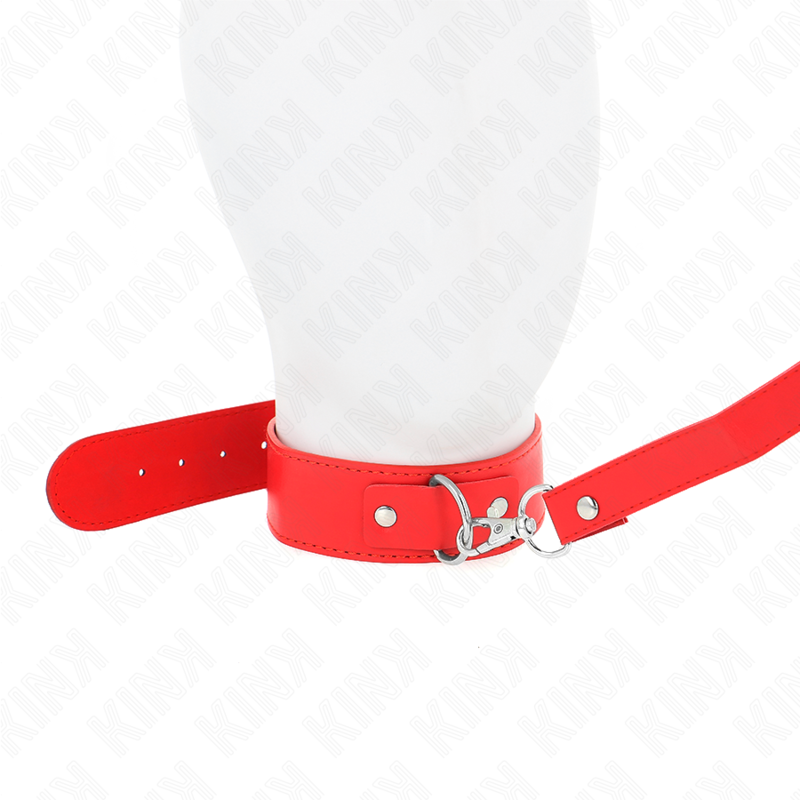 Kink - Collar Con Correa 116 Cm Fino Rojo Ajustable 32-50 Cm X 8 Cm