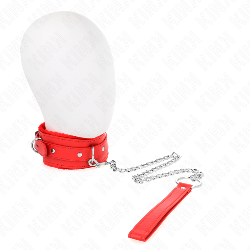 Kink - Collar Con Correa 65 Cm Con Restricciones Rojo Ajustable 36-42 Cm X 5.5 Cm
