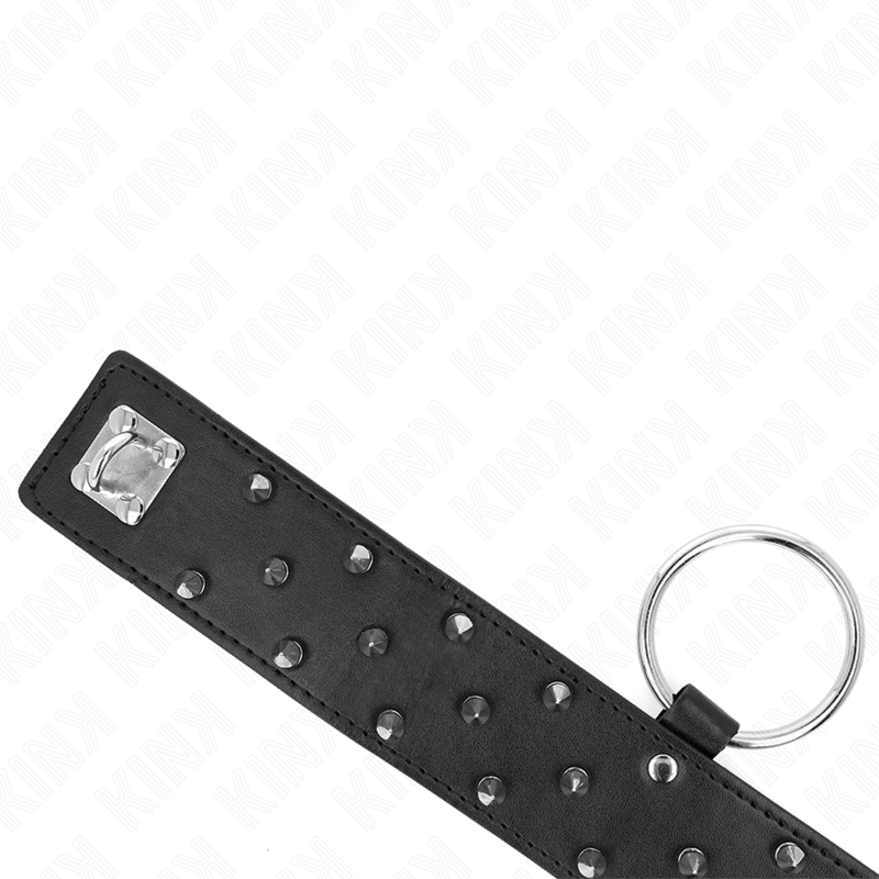 Kink - Collar Con Correa 65 Cm Con Tachuelas Plateadas Modelo 5 Ajustable 36-43 Cm X 5 Cm