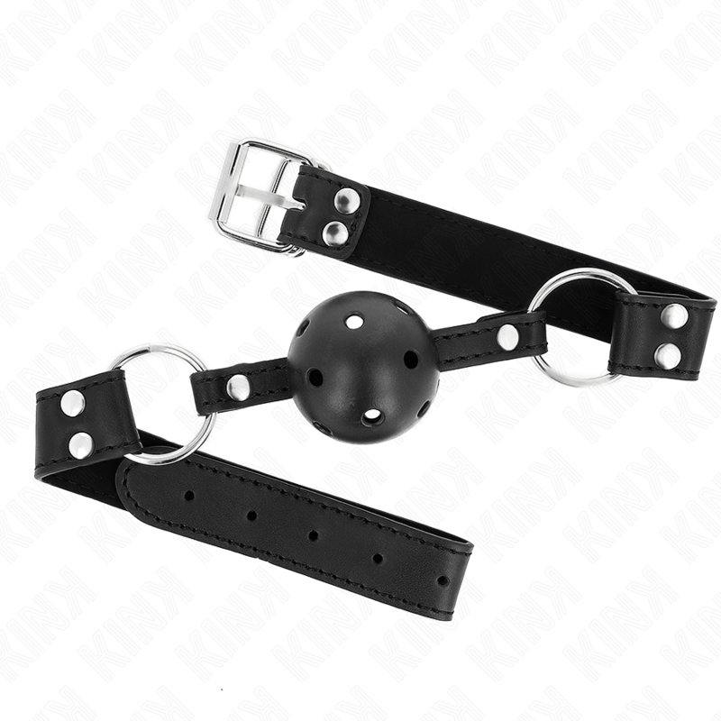 Kink - Mordaza De Bola 4 Cm Transpirable Con Doble Remache Modelo 1 Negro 62 X 2.5 Cm Ajustable 42-58 Cm
