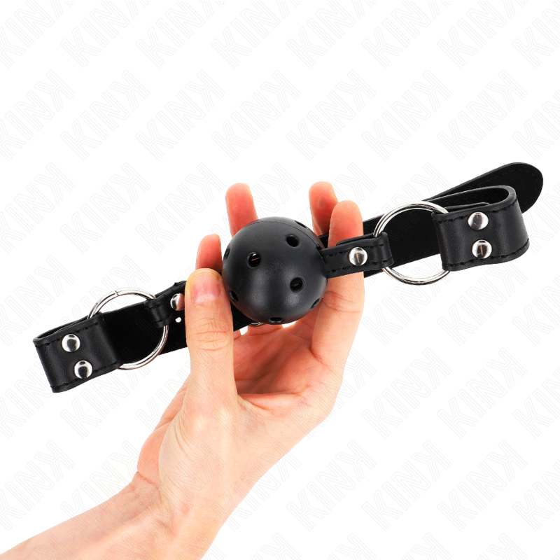 Kink - Mordaza De Bola 4 Cm Transpirable Con Doble Remache Modelo 1 Negro 62 X 2.5 Cm Ajustable 42-58 Cm