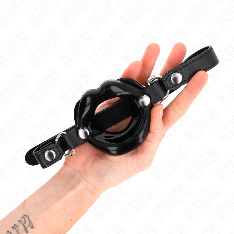 Kink - Mordaza Labial 8 Cm Con Correa De Polipiel Negro 63 X 2 Cm Ajustable 39-58 Cm