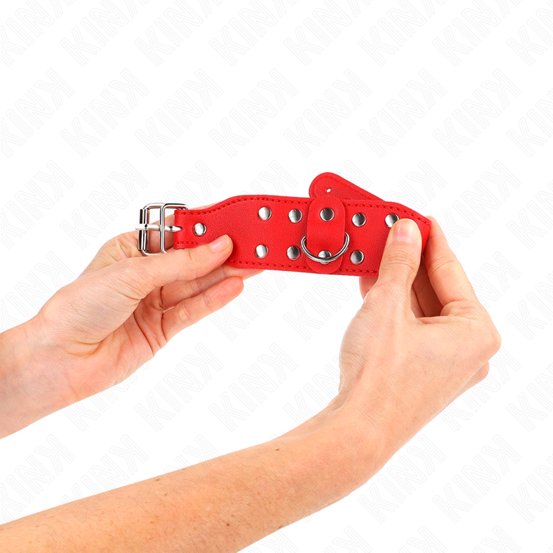 Kink - Muñequeras Con Doble Línea De Tachuelas Ajustable Rojo