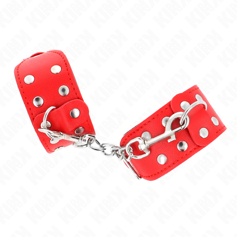 Kink - Muñequeras Con Doble Línea De Tachuelas Ajustable Rojo