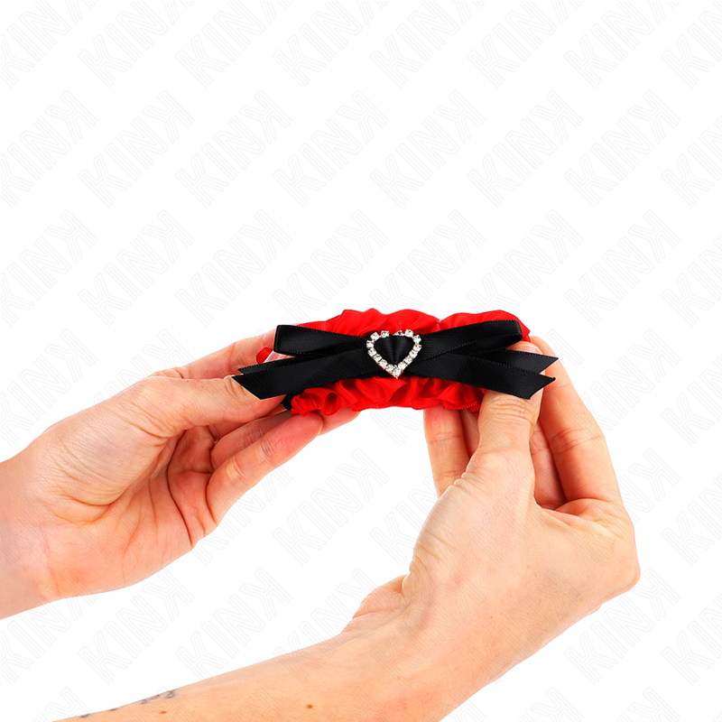 Kink - Muñequeras Elásticas De Encaje Con Detalle Corazón Rojo Ajustable 22-35 Cm