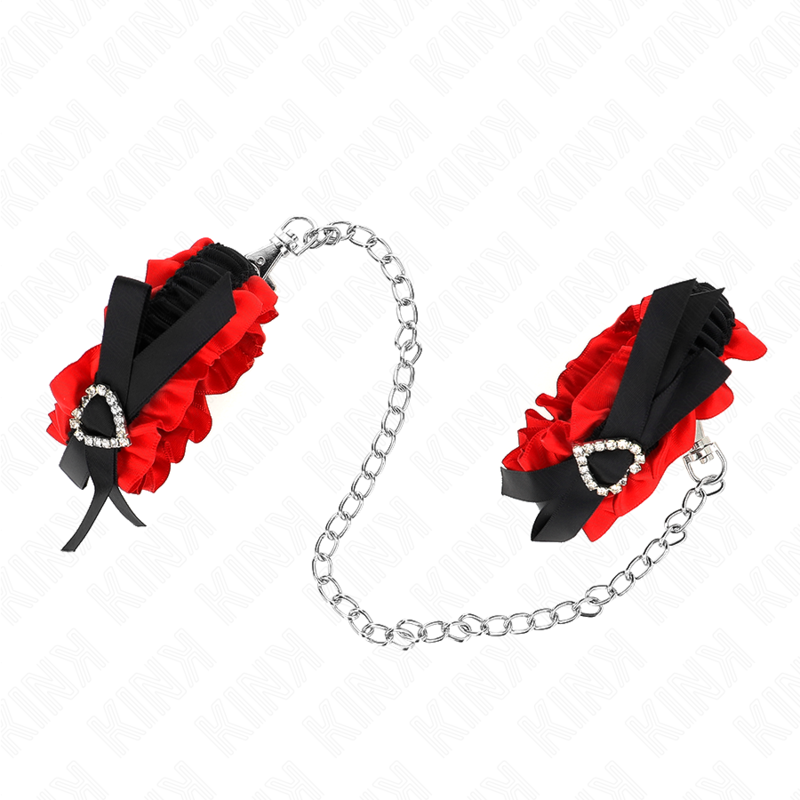 Kink - Muñequeras Elásticas De Encaje Con Detalle Corazón Rojo Ajustable 22-35 Cm