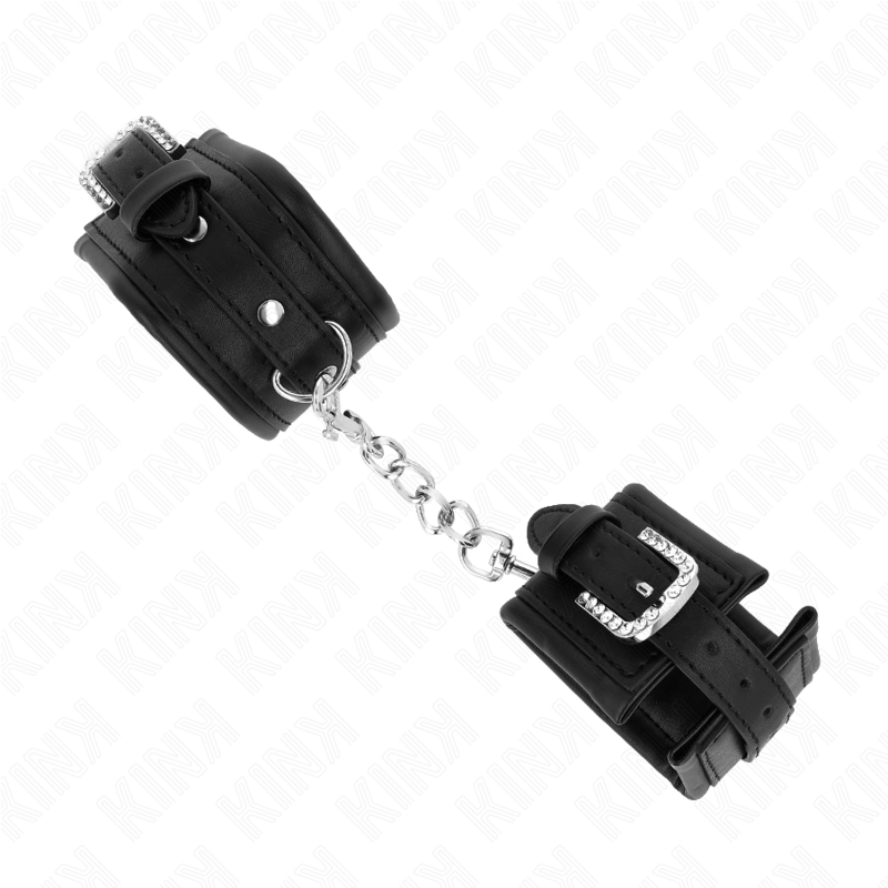Kink - Muñequeras Negro Con Hebilla De Diamantes De Imitación Ajustable 25-32 Cm X 5.5 Cm