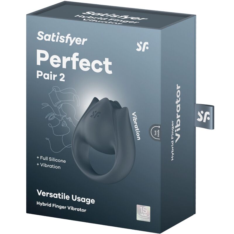 Satisfyer - Perfect Pair 2 Multivibrador 2 En 1 Anillo Para Pene & Estimulador De Dedo Gris
