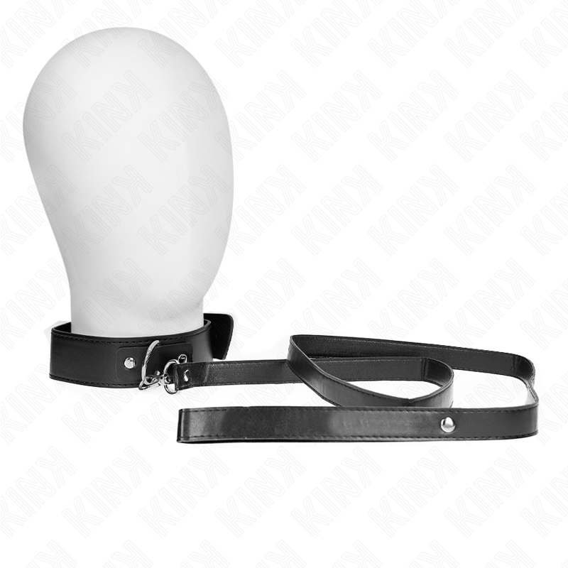 Kink - Collar Con Correa 116 Cm Fino Negro Ajustable 32-50 Cm X 8 Cm