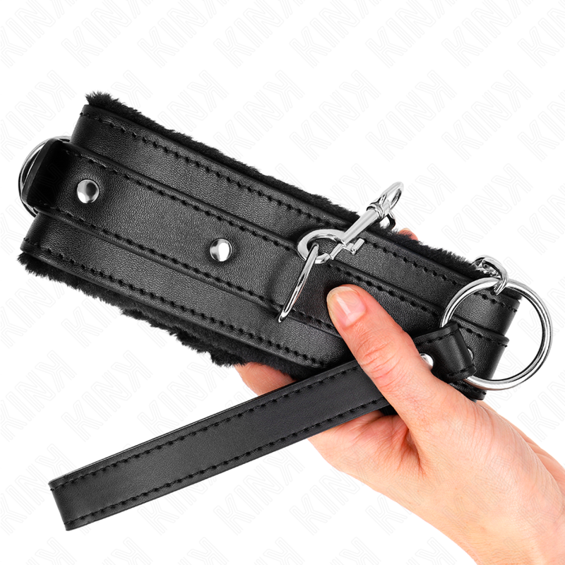 Kink - Collar Con Correa 65 Cm Con Restricciones Negro Ajustable 36-42 Cm X 5.5 Cm