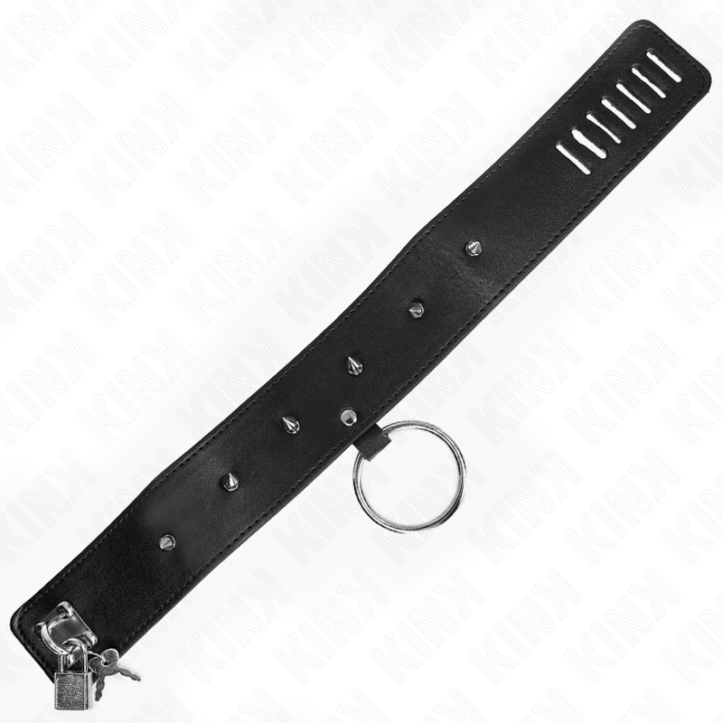 Kink - Collar Con Correa 65 Cm Con Tachuelas Plateadas Modelo 2 Ajustable 36-43 Cm X 5 Cm