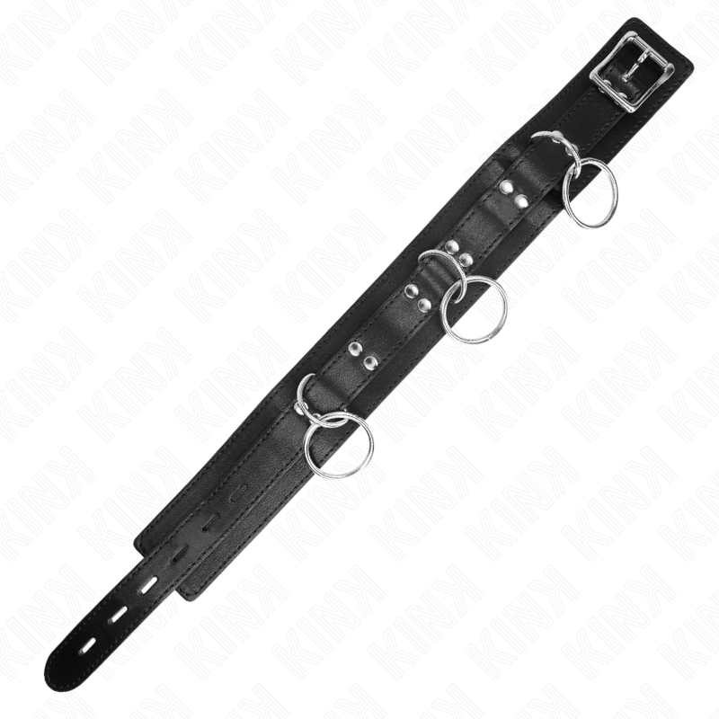 Kink - Collar Con Correa 80 Cm Esclavitud 3 Anillos 53 X 5 Cm