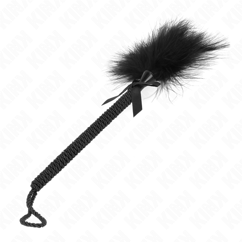 Kink - Masajeador De Cuerda De Nailon Con Plumas Para Cosquillas Y Lazo Negro 25 Cm