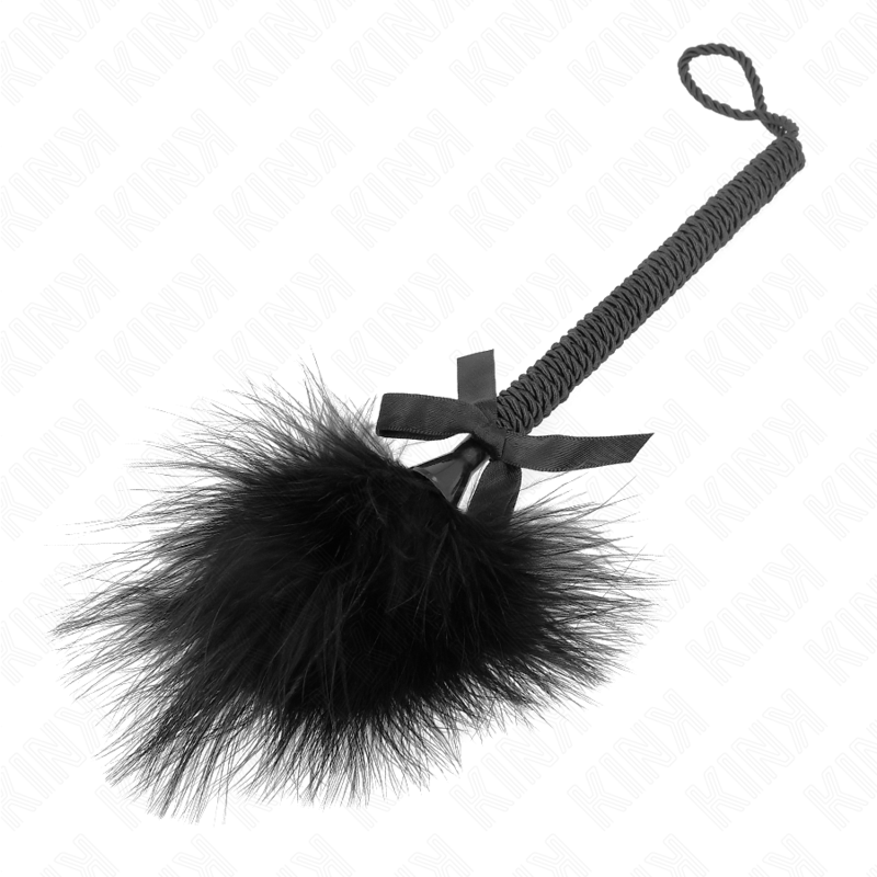 Kink - Masajeador De Cuerda De Nailon Con Plumas Para Cosquillas Y Lazo Negro 25 Cm