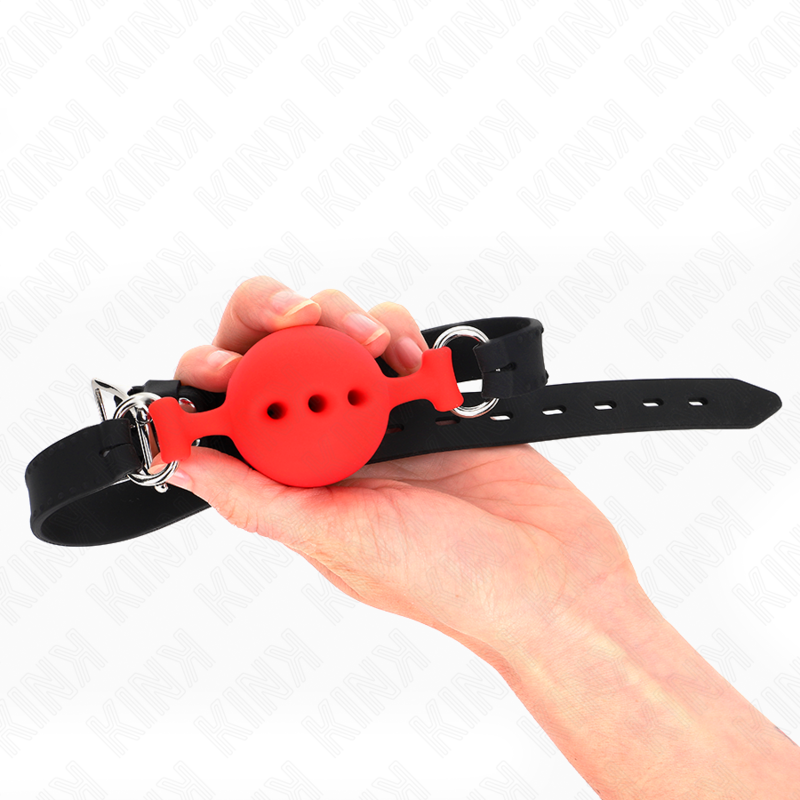 Kink - Mordaza 55 X 2 Cm De Bola 4.5 Cm De Silicona Completa Talla M Rojo Ajustable 35-51 Cm