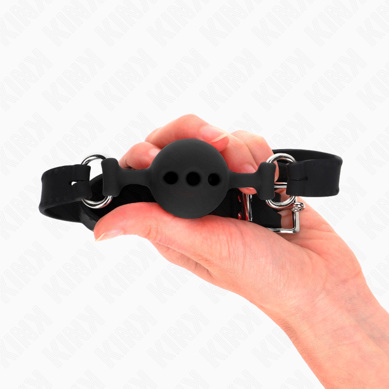 Kink - Mordaza 55 X 2 Cm De Bola 4 Cm De Silicona Completa Talla S Negro Ajustable 35-51 Cm