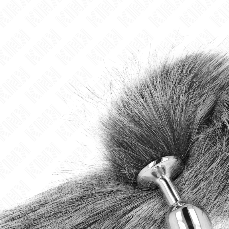 Kink - Plug Anal Talla S 7 X 3 Cm Con Cola Sintética 40 Cm Plateado