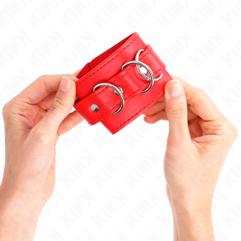 Kink - Muñequeras Con 3 Anillas En D Ajustable Rojo 17.5-25 Cm X 6 Cm