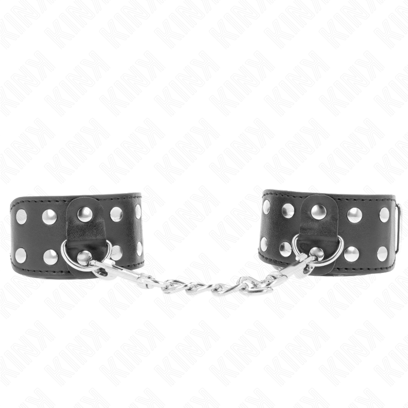 Kink - Muñequeras Con Doble Línea De Tachuelas Ajustable Negro