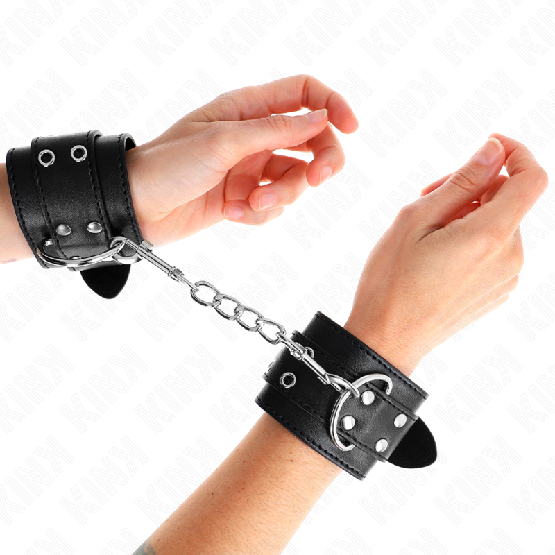 Kink - Muñequeras Con Doble Línea De Tachuelas Negro Austable 19-26 Cm