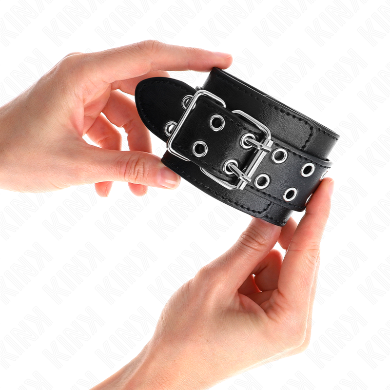 Kink - Muñequeras Con Doble Línea De Tachuelas Negro Austable 19-26 Cm