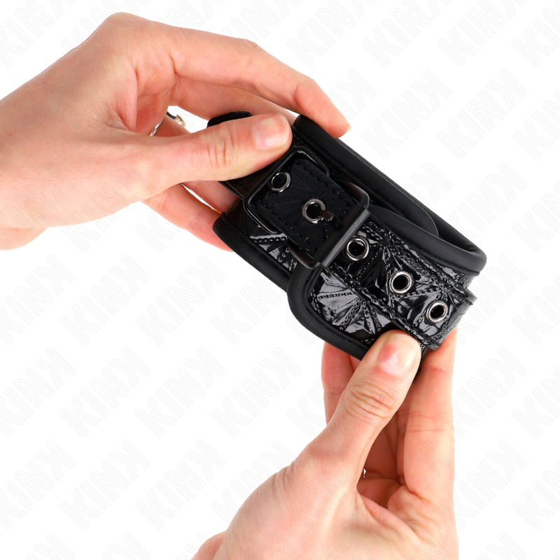 Kink - Muñequeras Con Patrón De Diamantes Negro Ajustable 17-26 Cm X 5.5 Cm