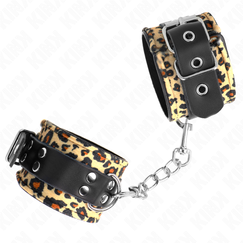 Kink - Muñequeras De Cuero Estilo Leopardo Ajustable 18-29 Cm X 5.5 Cm