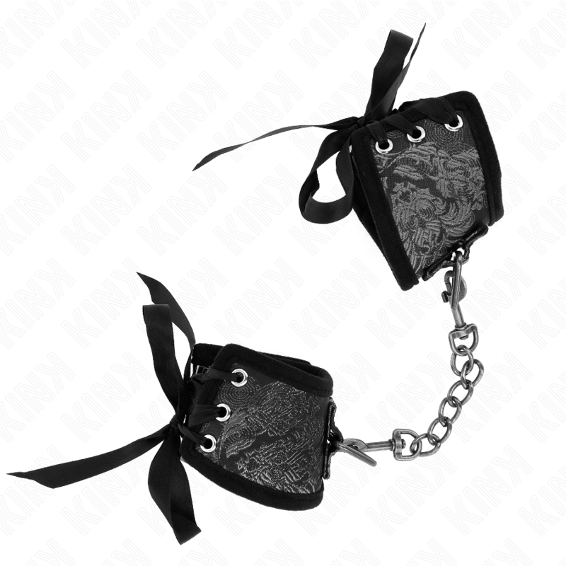 Kink - Muñequeras Diseño Escándalo Negro Detalle Lazo 24.5 Cm X 6.5 Cm