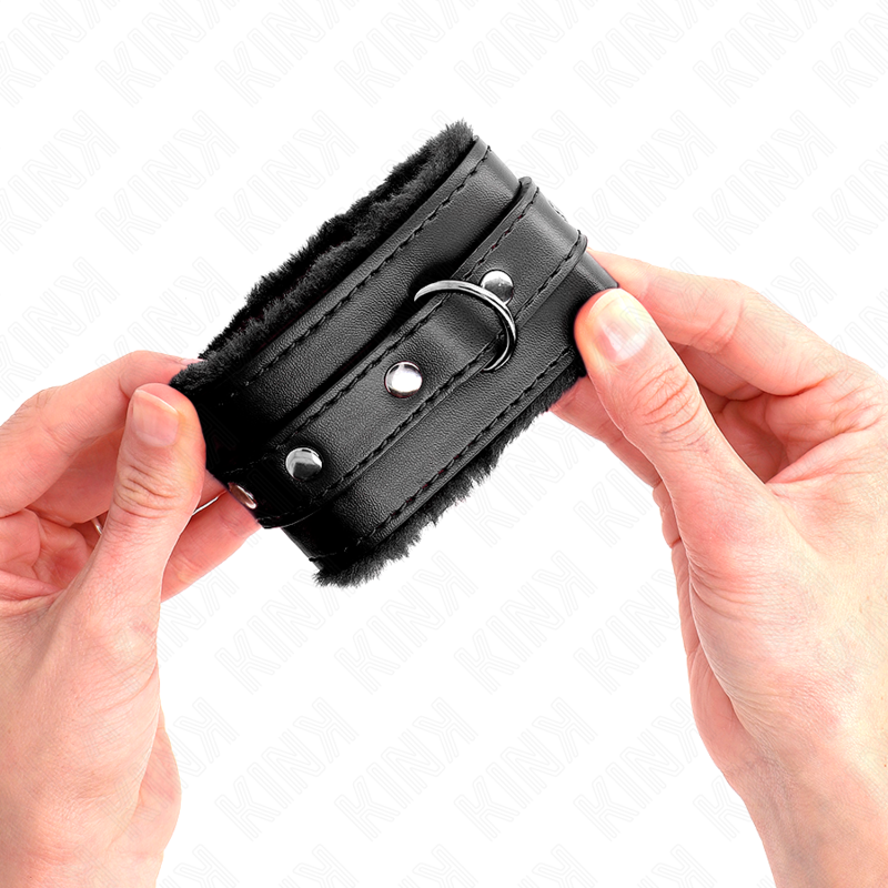 Kink - Muñequeras Forradas Premium Negro Con Correa Negro Ajustable 17-29 Cm X 6 Cm