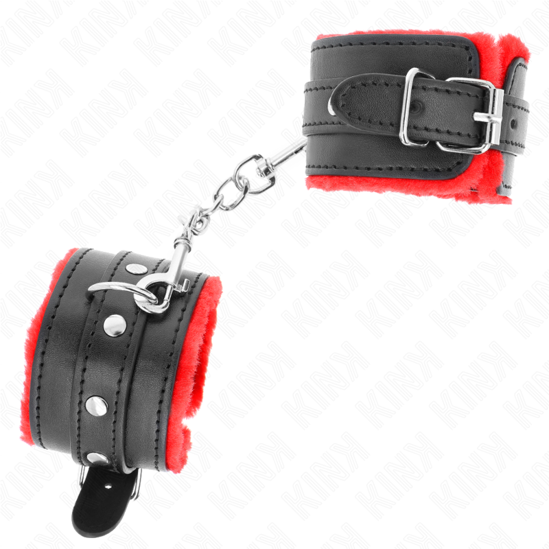 Kink - Muñequeras Forradas Premium Rojo Con Correa Negro Ajustable 17-29 Cm X 6 Cm