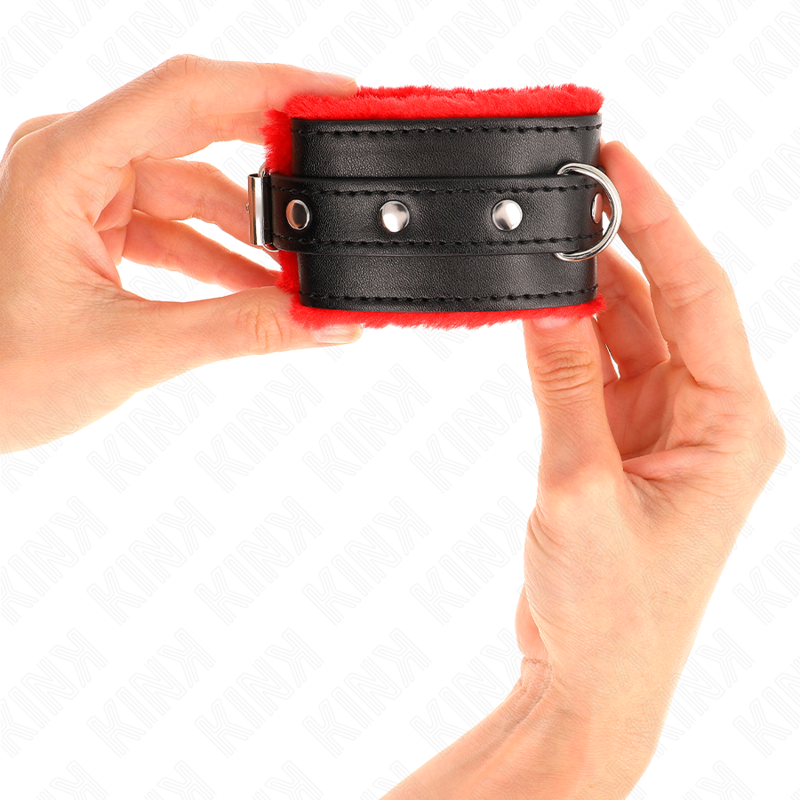 Kink - Muñequeras Forradas Premium Rojo Con Correa Negro Ajustable 17-29 Cm X 6 Cm