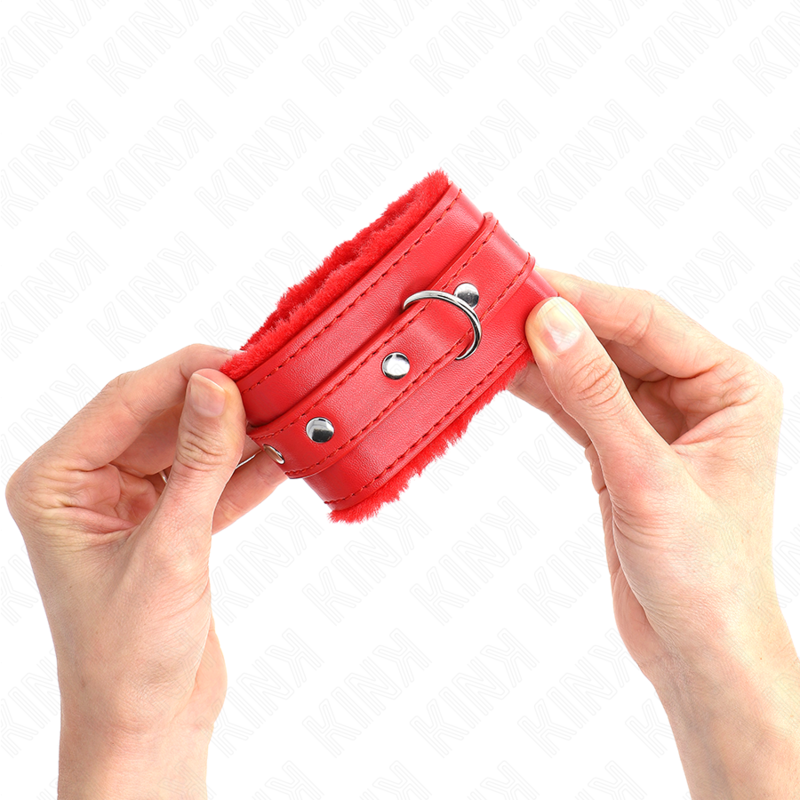 Kink - Muñequeras Forradas Premium Rojo Con Correa Rojo Ajustable 17-29 Cm X 6 Cm