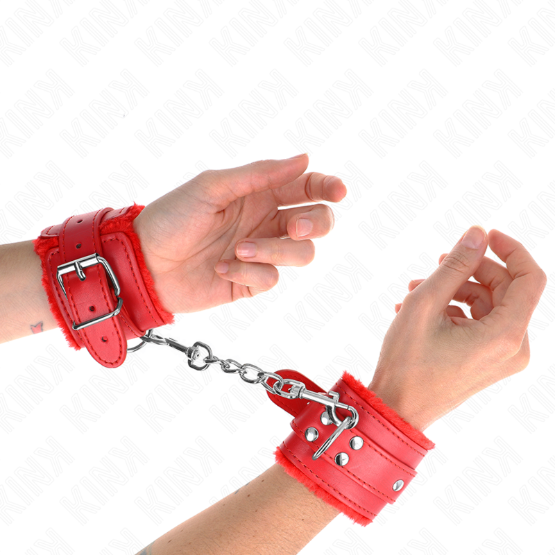 Kink - Muñequeras Forradas Rojo Con Correa Rojo Ajustable 20-29 Cm X 5.5 Cm