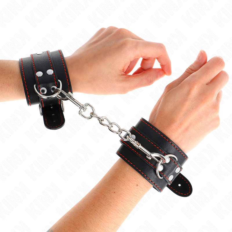 Kink - Muñequeras Negro Con Detalles En Rojo Ajustable 20-28 Cm X 5.5 Cm