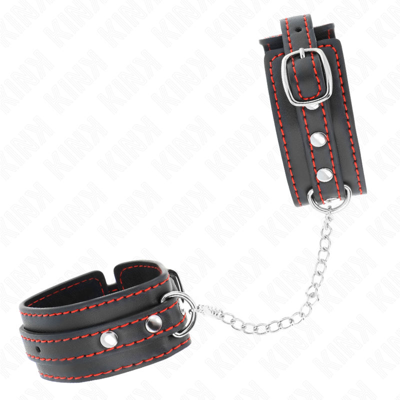 Kink - Muñequeras Pequeña Negro Con Detalles En Rojo Ajustable 14-24 Cm X 3.5 Cm