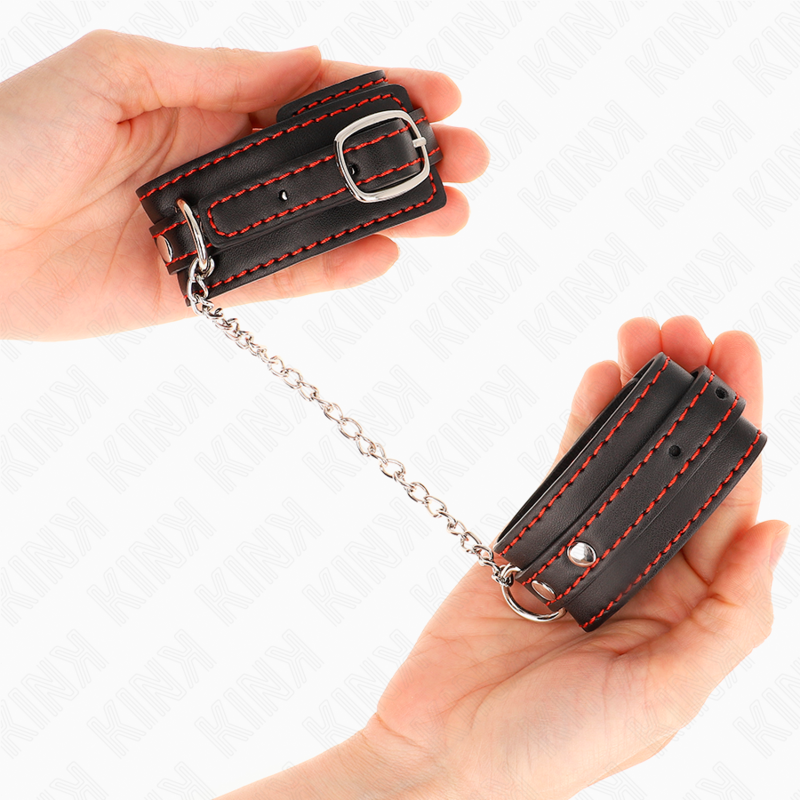 Kink - Muñequeras Pequeña Negro Con Detalles En Rojo Ajustable 14-24 Cm X 3.5 Cm