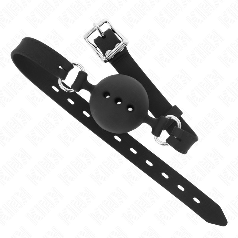 Kink - Mordaza 55 X 2 Cm De Bola 4.5 Cm De Silicona Completa Talla M Negro Ajustable 35-51 Cm