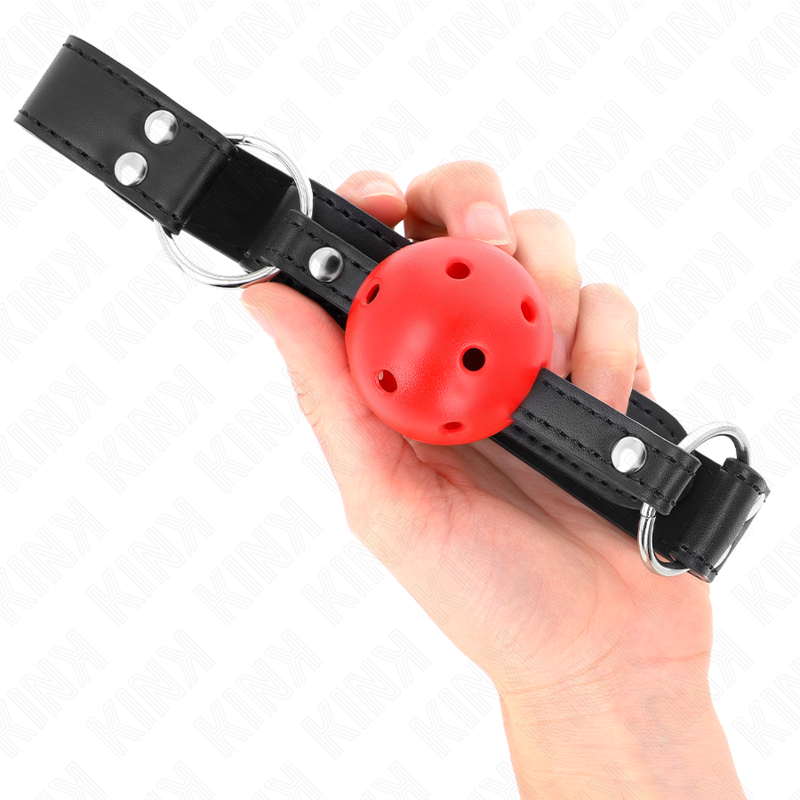 Kink - Mordaza De Bola 4 Cm Transpirable Con Doble Remache De Cuero 62 X 2.5 Cm Ajustable 42-58 Cm