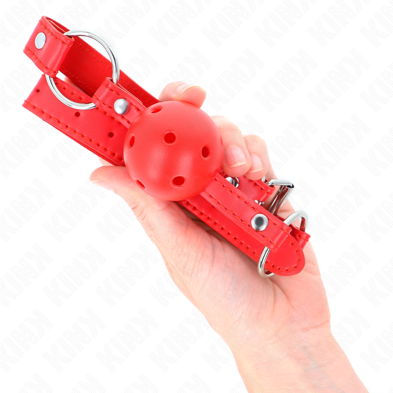 Kink - Mordaza De Bola 4 Cm Transpirable Con Doble Remache Modelo 1 Rojo 62 X 2.5 Cm Ajustable 42-58 Cm