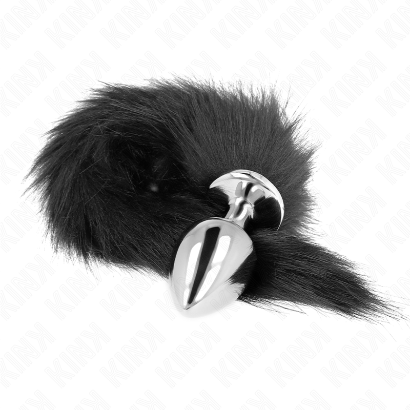 Kink - Plug Anal Talla L 10 X 4 Cm Con Cola Sintética 40 Cm Negro