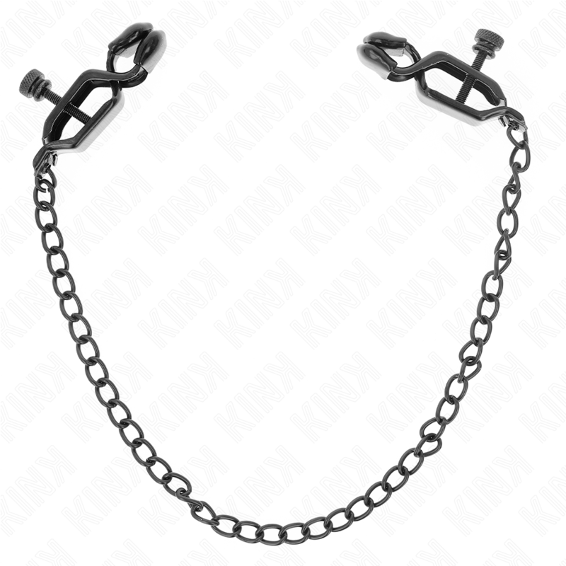 Kink - Pinzas Para Pezones Planas Negro Con Cadena Negro 30 Cm
