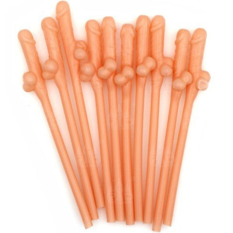Diablo Picante - 10 Pajitas Forma De Pene