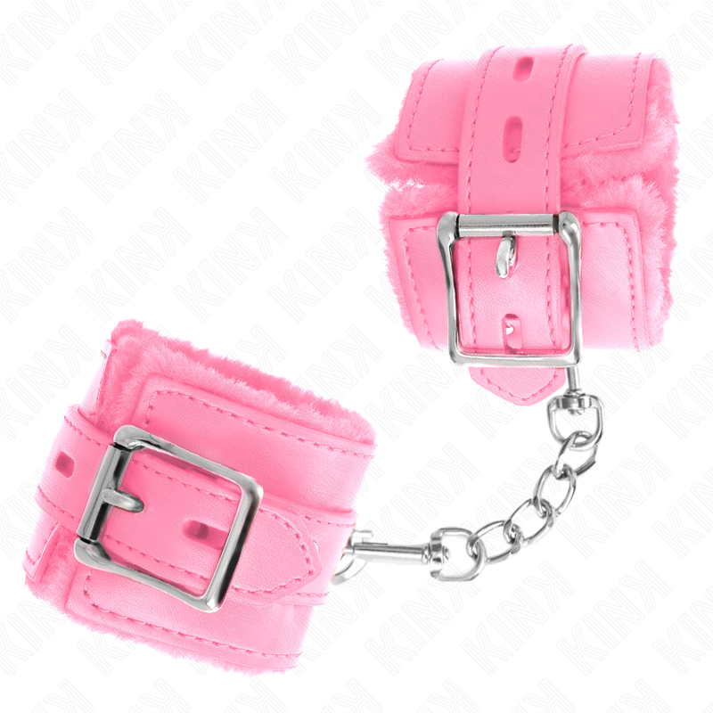 Kink - Muñequeras Forradas Con Agujeros Cuadrados Rosa Y Correa Rosa Ajustable 17-29 Cm X 6 Cm
