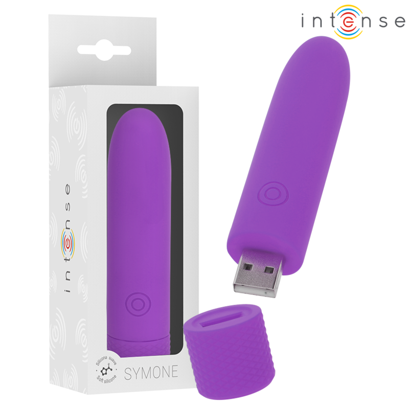 Intense - Symone Bala Vibradora Recargable Por Usb 8 Vibraciones Morado 10 X 2.2 Cm