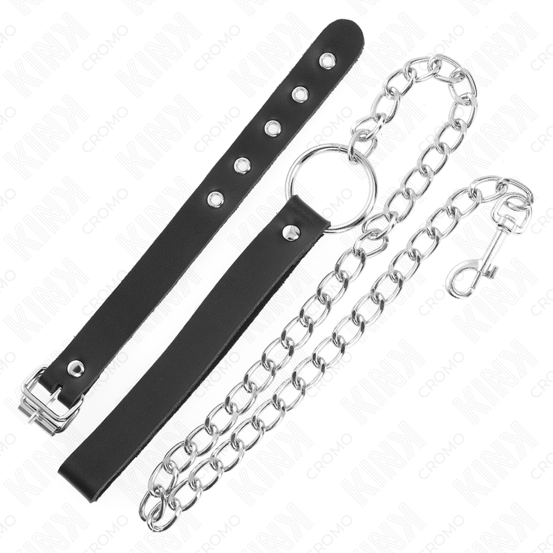 Kink - Anillo Pene Cuero Con Correa 21.5 X 2 Cm Y Cadena Metal 60 Cm