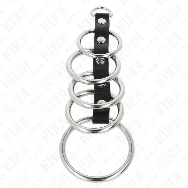 Kink - 5 Anillos Pene Metal 3.2 Cm A 5 Cm Conectados Por Polipiel