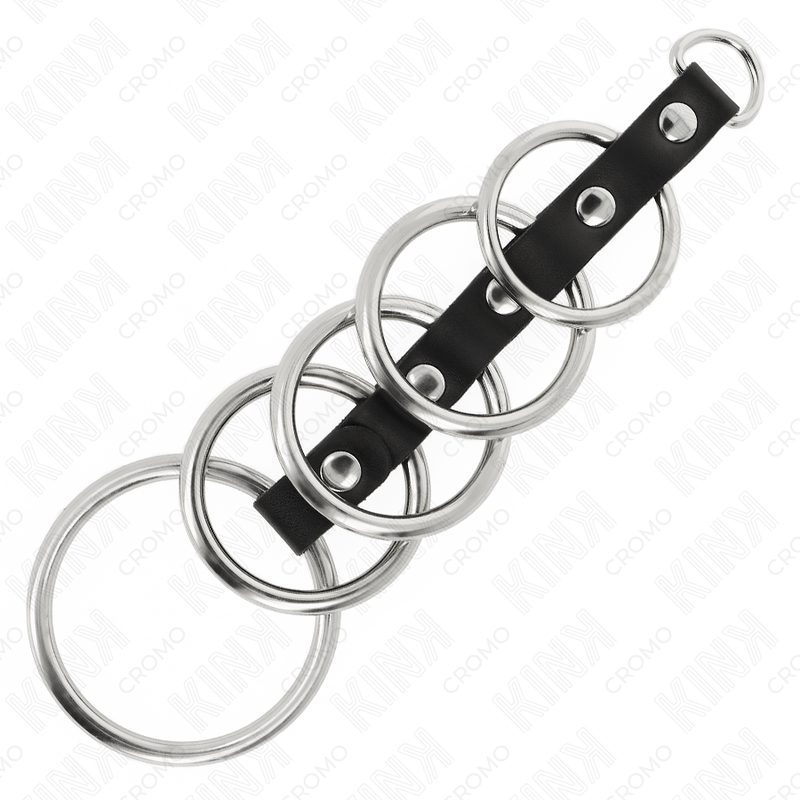 Kink - 5 Anillos Pene Metal 3.2 Cm A 5 Cm Conectados Por Polipiel