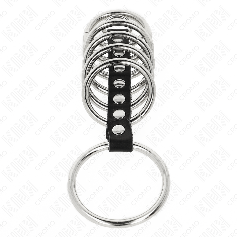 Kink - 7 Anillos Pene Metal 3.2 Cm A 5 Cm Conectados Por Polipiel